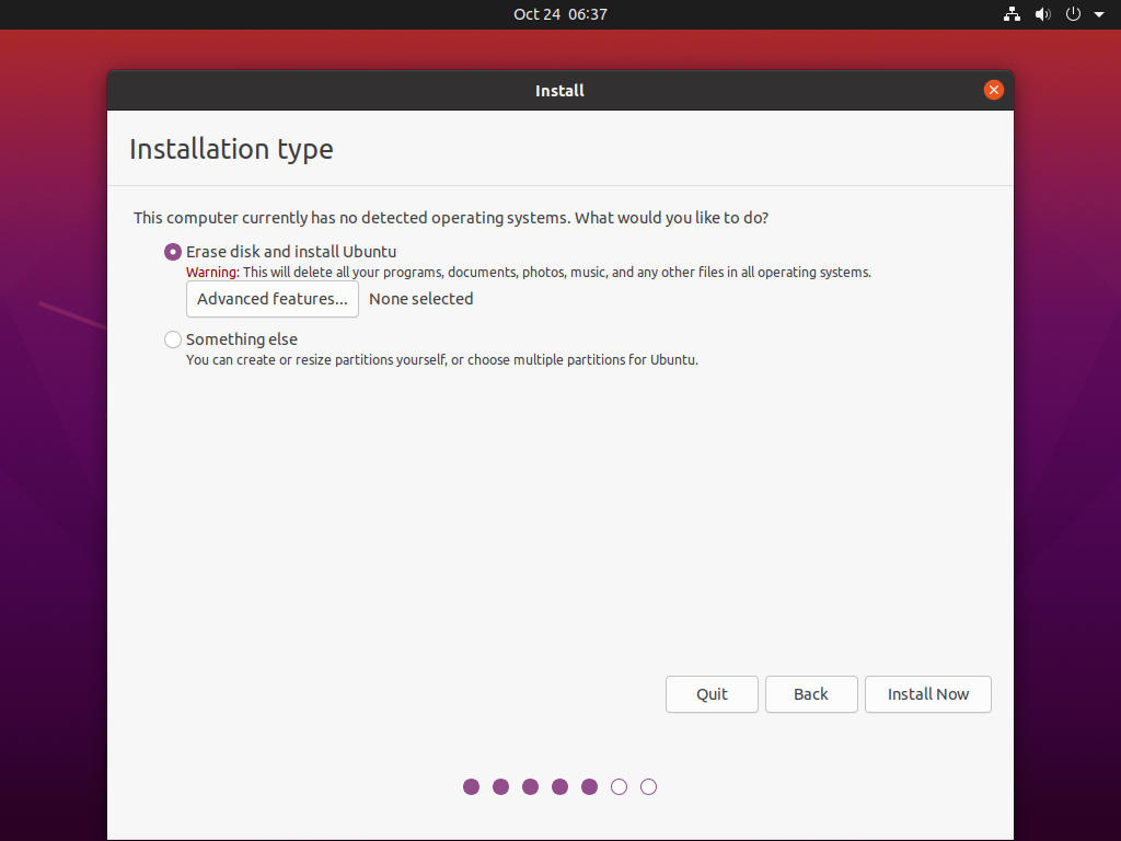 Disk partitioning prompt